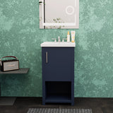 Bruce 18 In. Freestanding Solid Wood Bathroom Vanity with Crushed Marble Sink Top - BUILDMYPLACE