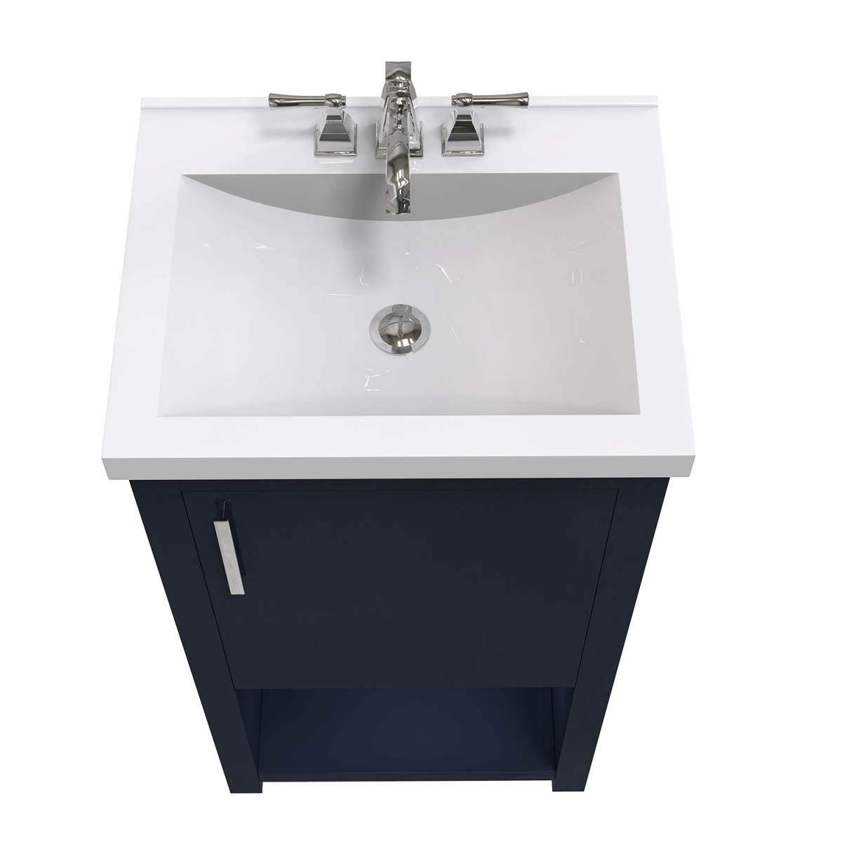 Bruce 18 In. Freestanding Solid Wood Bathroom Vanity with Crushed Marble Sink Top - BUILDMYPLACE