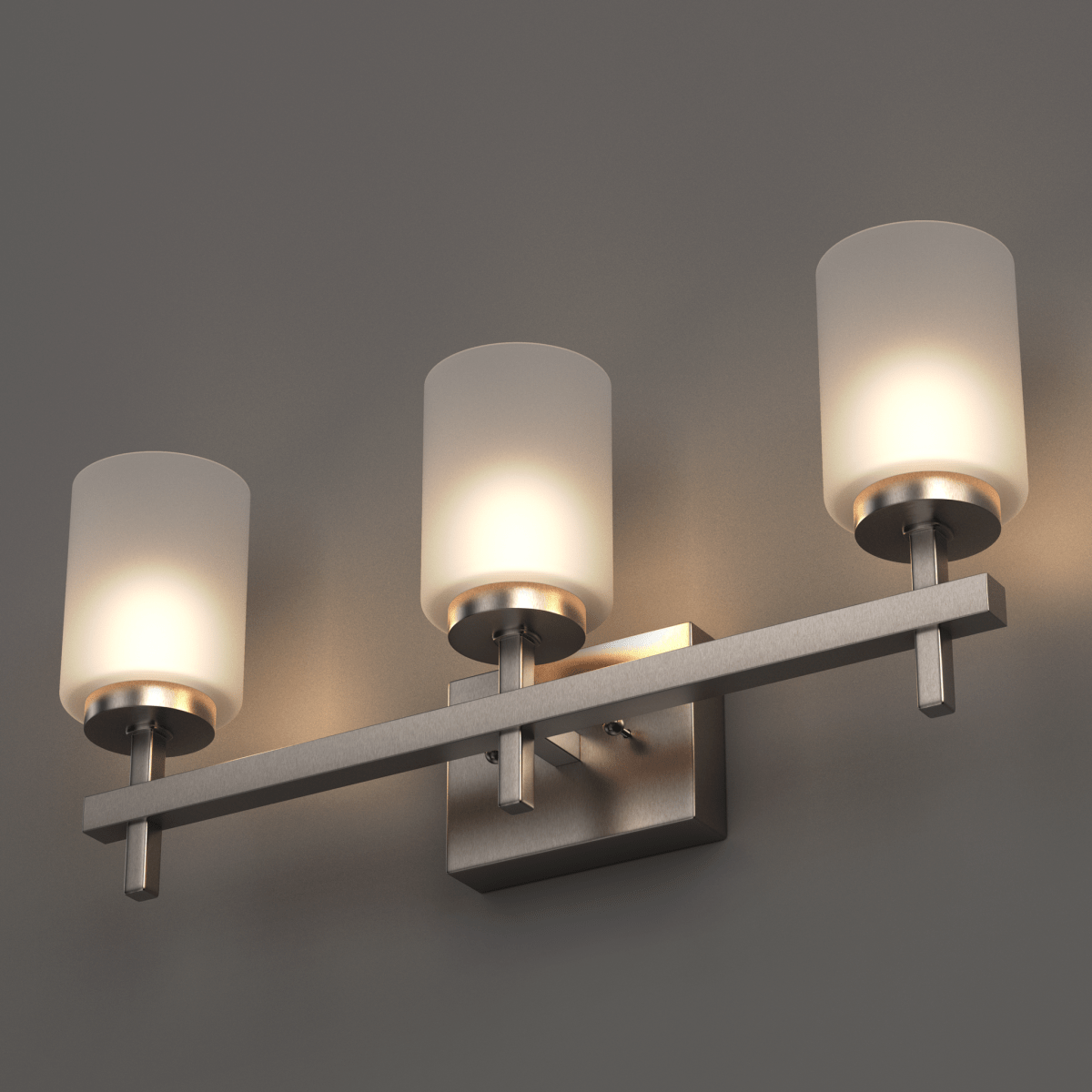 Brushed Nickel Bathroom Light Fixtures with Opal Glass Shades, Wall Mount, 4000K (Cool White), Vanity Lighting, ETL Listed, Cylinder Shape Bath Bar Light - BUILDMYPLACE