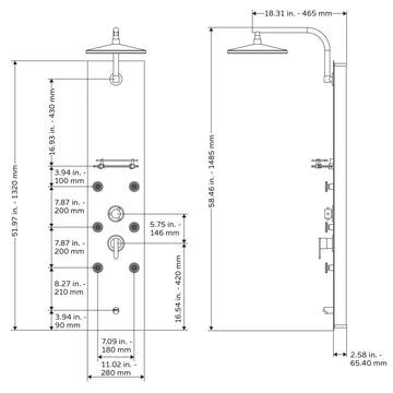 Brushed Stainless Steel Monterey Shower System - 8