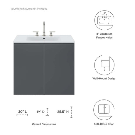 Bryn 30" Wall - Mount Bathroom Vanity - BUILDMYPLACE