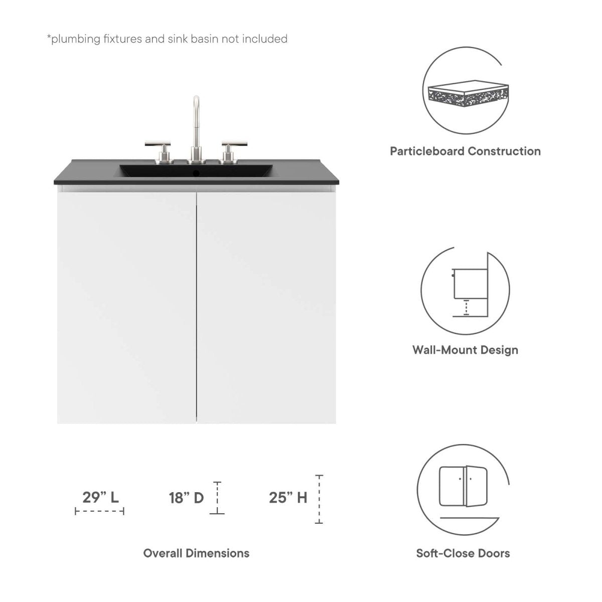 Bryn 30" Wall - Mount Bathroom Vanity (Sink Basin Not Included) - BUILDMYPLACE