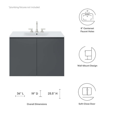 Bryn 36" Wall - Mount Bathroom Vanity - BUILDMYPLACE