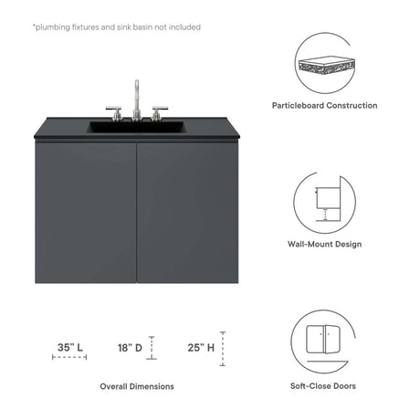 Bryn 36" Wall - Mount Bathroom Vanity (Sink Basin Not Included) - BUILDMYPLACE