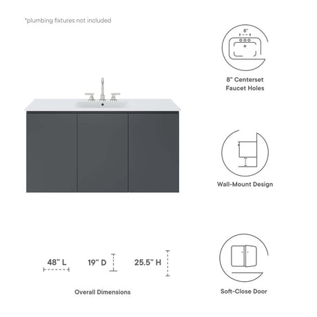 Bryn 48" Wall - Mount Bathroom Vanity - BUILDMYPLACE