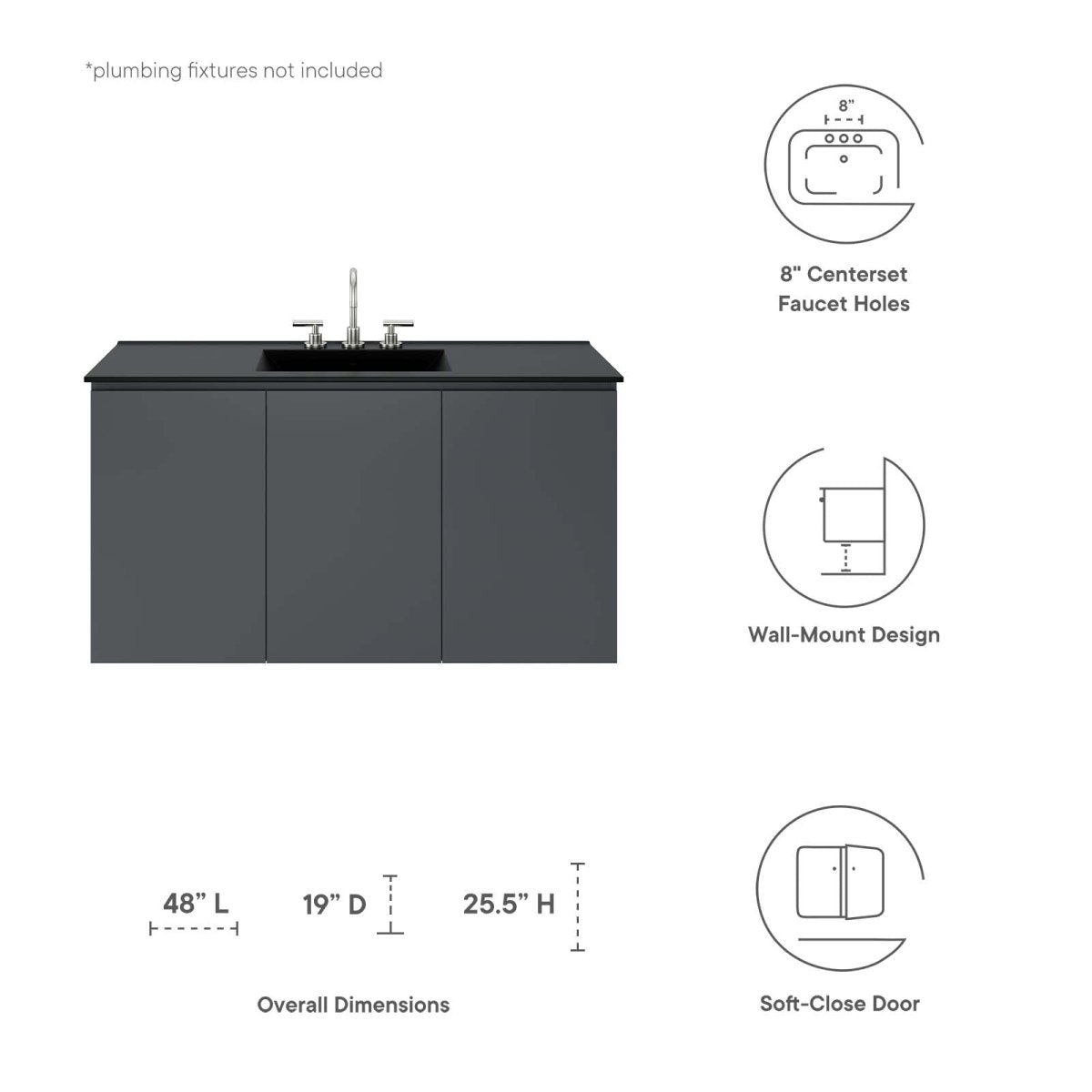 Bryn 48" Wall - Mount Bathroom Vanity - BUILDMYPLACE