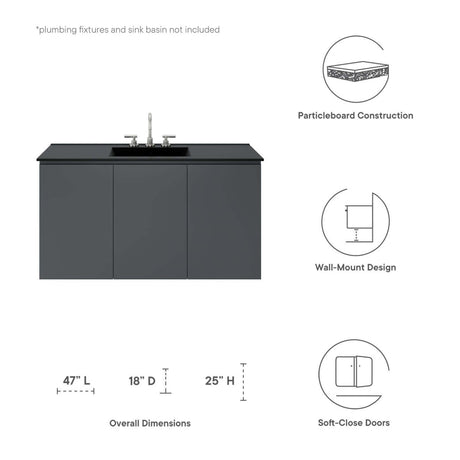 Bryn 48" Wall - Mount Bathroom Vanity (Sink Basin Not Included) - BUILDMYPLACE