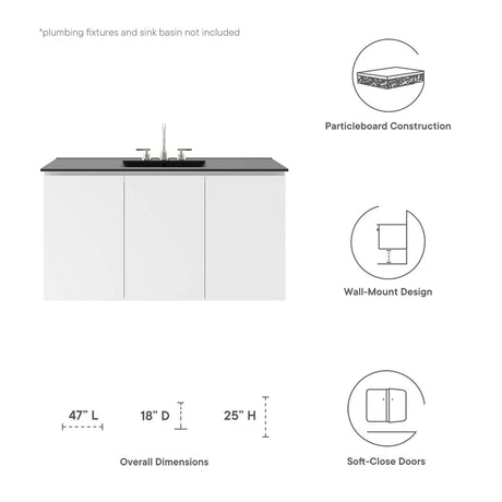 Bryn 48" Wall - Mount Bathroom Vanity (Sink Basin Not Included) - BUILDMYPLACE