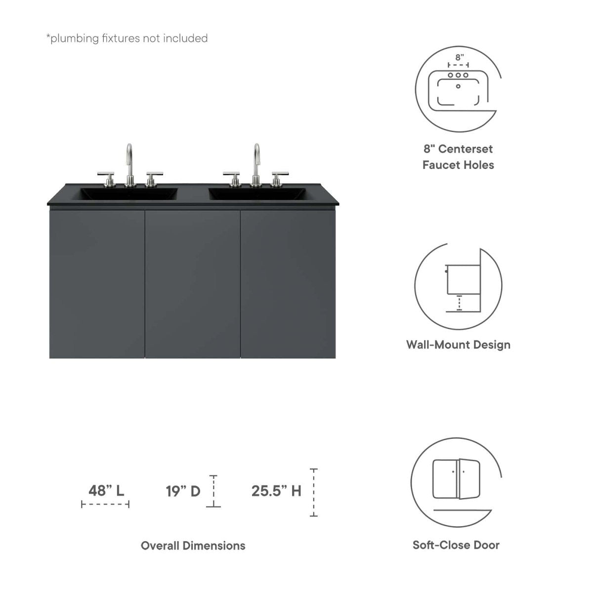 Bryn 48" Wall - Mount Double Sink Bathroom Vanity - BUILDMYPLACE