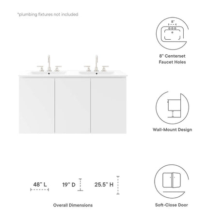 Bryn 48" Wall - Mount Double Sink Bathroom Vanity - BUILDMYPLACE