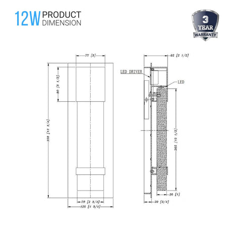 Bubble Glass LED Indoor Outdoor Wall Sconce Light, 12W, Dimmable, 4000K, 600lm, ETL Listed(Wet Location), For Front Door, Doorway, Foyer, Corridor, Balcony, Patio and Porch - BUILDMYPLACE