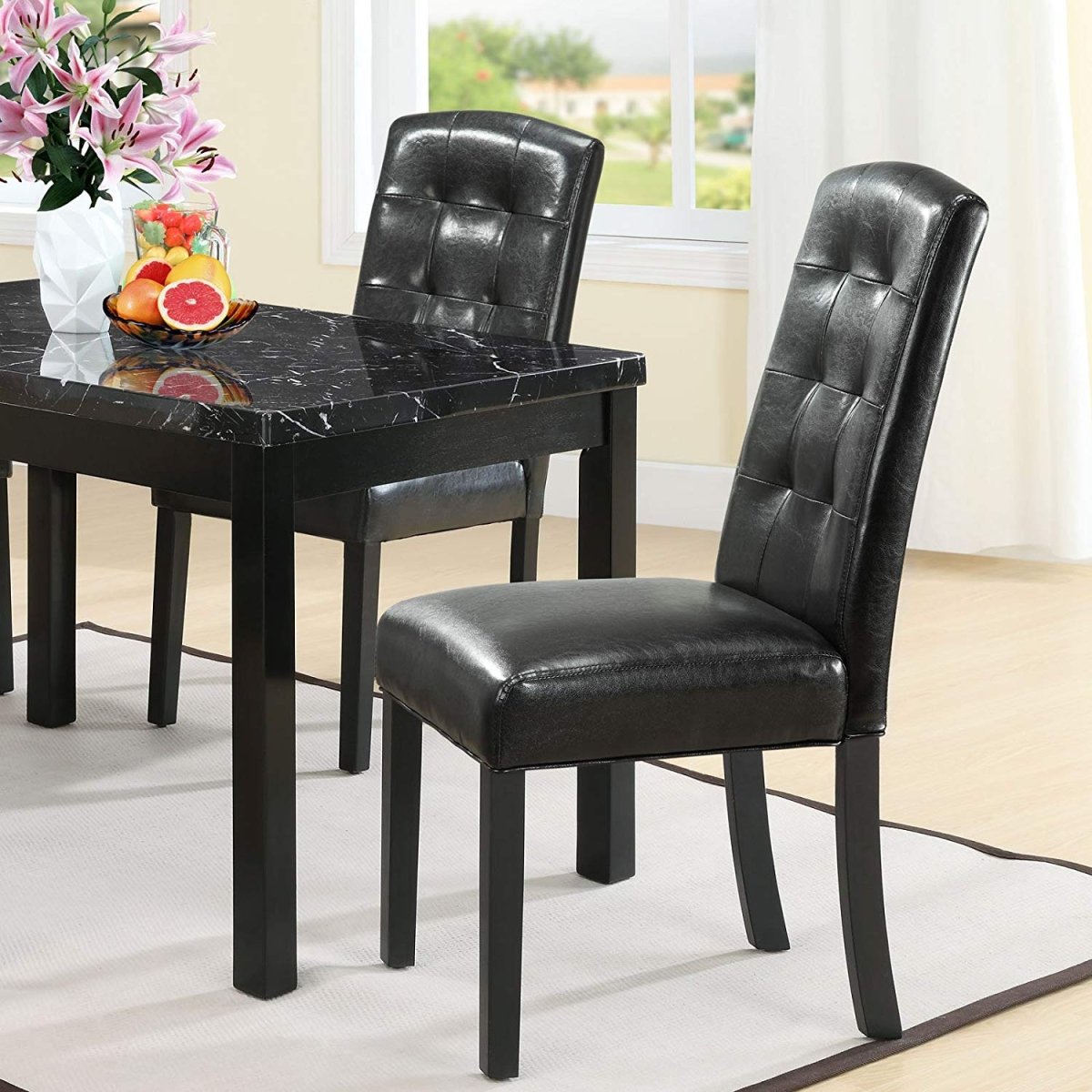 Button Tufted Predure Dining Room Chair - Kitchen Dining Chair - Vinyl Dining Chair - BUILDMYPLACE