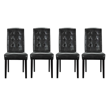 Button Tufted Predure Dining Room Chair - Kitchen Dining Chair - Vinyl Dining Chair Set Of 4 - BUILDMYPLACE