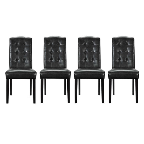 Button Tufted Predure Dining Room Chair - Kitchen Dining Chair - Vinyl Dining Chair Set Of 4 - BUILDMYPLACE