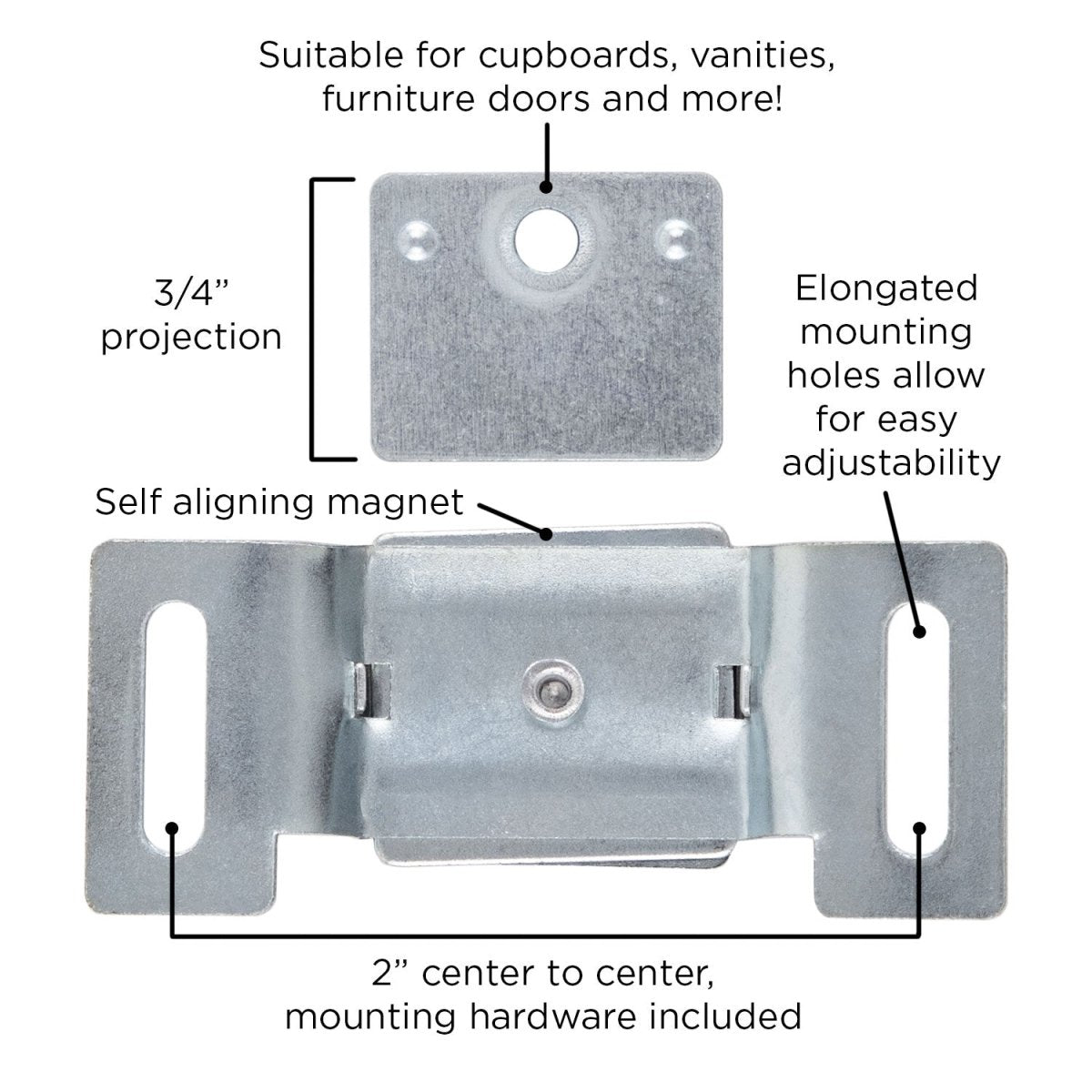 Cabinet Catch 2 Inch Center to Center in Cadmium - Hickory Hardware - BUILDMYPLACE