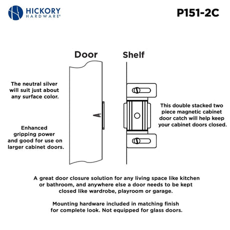 Cabinet Door Catch 2 Inch Center to Center in Cadmium - Hickory Hardware - BUILDMYPLACE