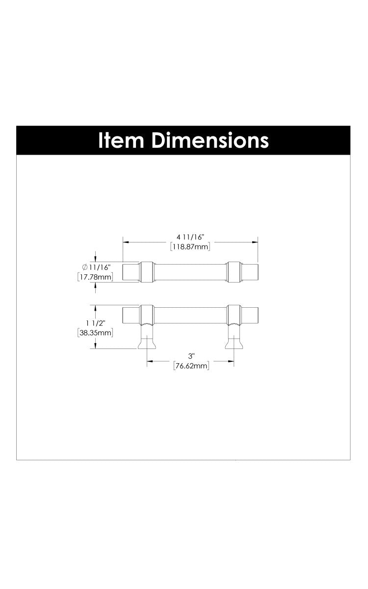 Cabinet Door Handle 3 Inch Center to Center in Polished Nickel - Hickory Hardware - BUILDMYPLACE