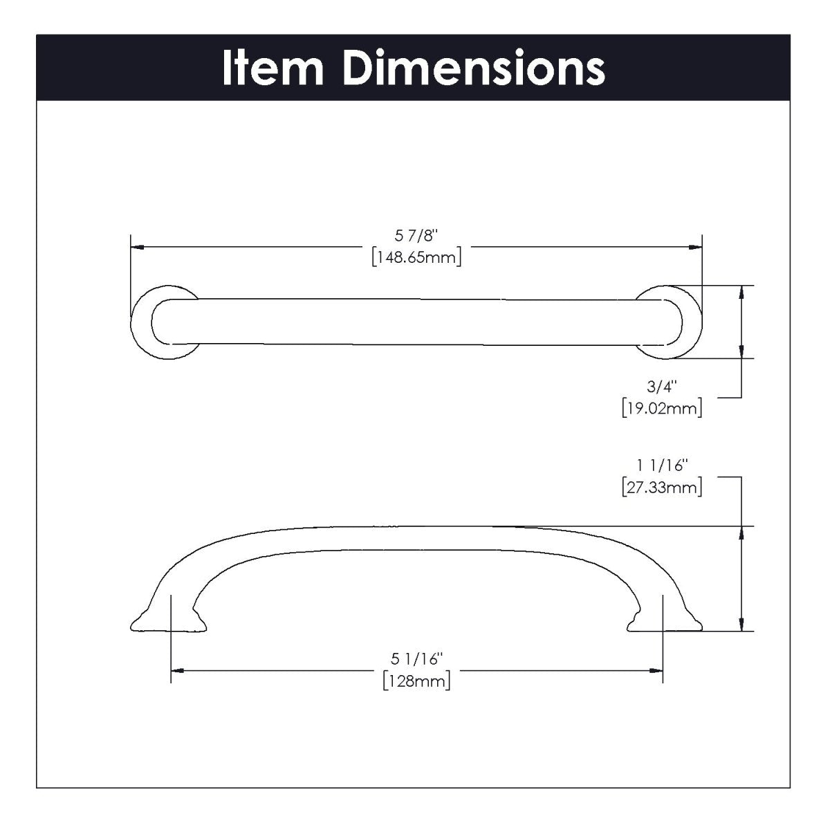 Cabinet Handles - 5 - 1/16 Inch (128mm) Center to Center - Hickory Hardware - BUILDMYPLACE