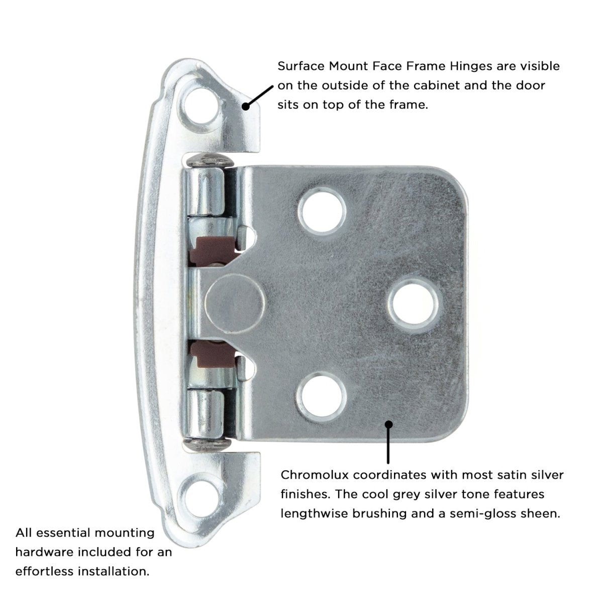 Cabinet Hinge Flush Surface Face Frame Self - Close (2 Hinges/Per Pack) - Hickory Hardware - BUILDMYPLACE