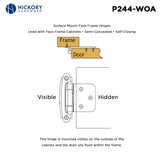 Cabinet Hinge Flush Surface Face Frame Self - Close (2 Hinges/Per Pack) - Hickory Hardware - BUILDMYPLACE