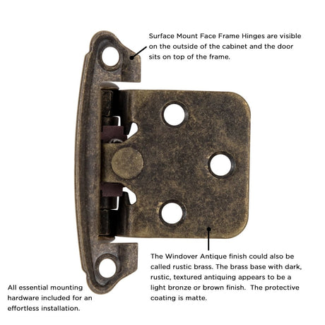 Cabinet Hinge Flush Surface Face Frame Self - Close (2 Hinges/Per Pack) - Hickory Hardware - BUILDMYPLACE