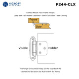 Cabinet Hinge Flush Surface Face Frame Self - Close (2 Hinges/Per Pack) - Hickory Hardware - BUILDMYPLACE