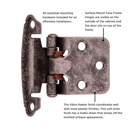 Cabinet Hinge Flush Surface Face Frame Self - Close (2 Hinges/Per Pack) - Hickory Hardware - BUILDMYPLACE