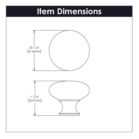 Cabinet Knob 1 - 1/4 Inch Diameter - Cottage Collection - BUILDMYPLACE