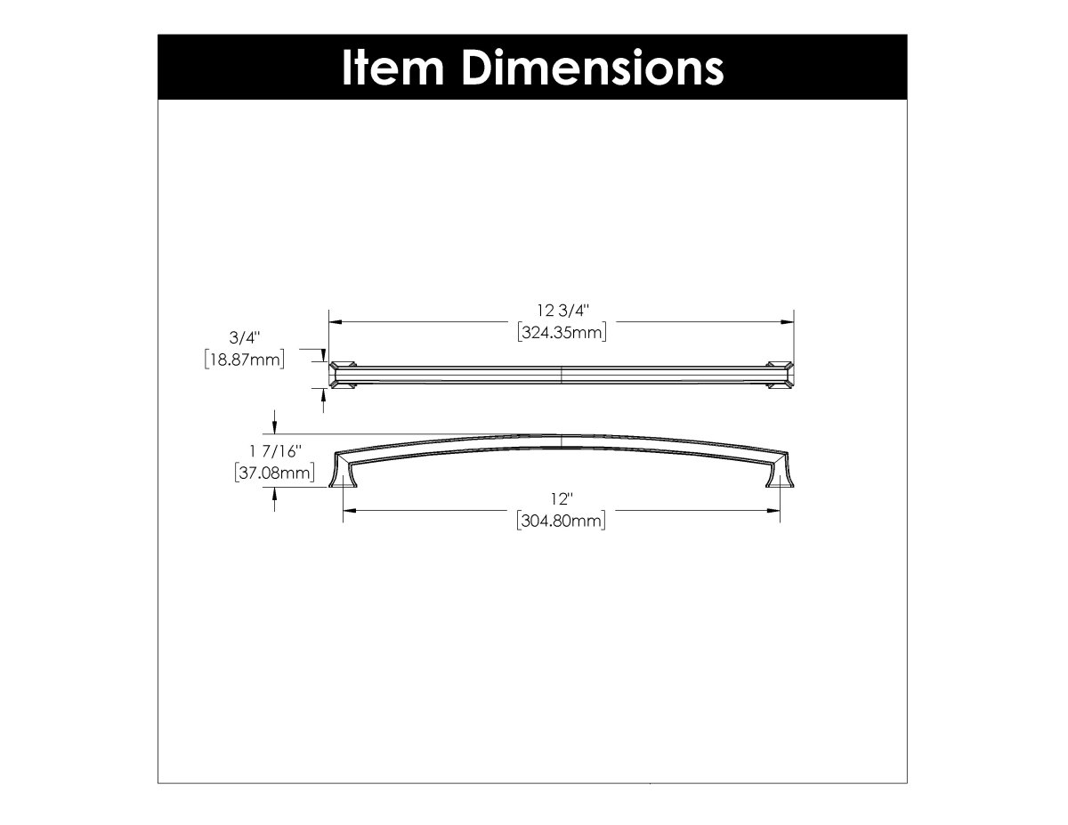 Cabinet Pull 12 Inch Center to Center - Bridges Collection - BUILDMYPLACE