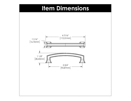 Cabinet Pull 3 - 3/4 Inch (96mm) Center to Center - Bridges Collection - BUILDMYPLACE