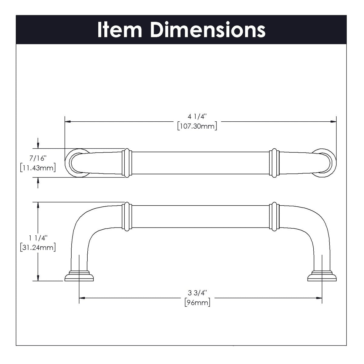 Cabinet Pull 3 - 3/4 Inch (96mm) Center to Center - Cottage Collection - BUILDMYPLACE