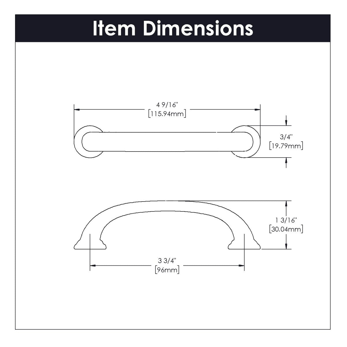 Cabinet Pull - 3 - 3/4 Inch (96mm) Center to Center - Hickory Hardware - BUILDMYPLACE