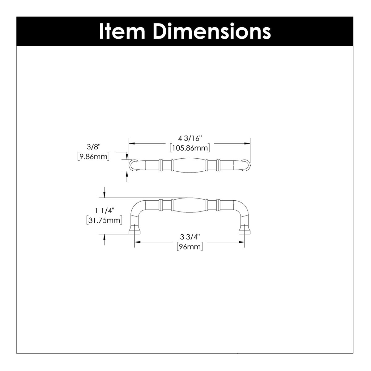 Cabinet Pull 3 - 3/4 Inch (96mm) Center to Center - Williamsburg Collection - BUILDMYPLACE