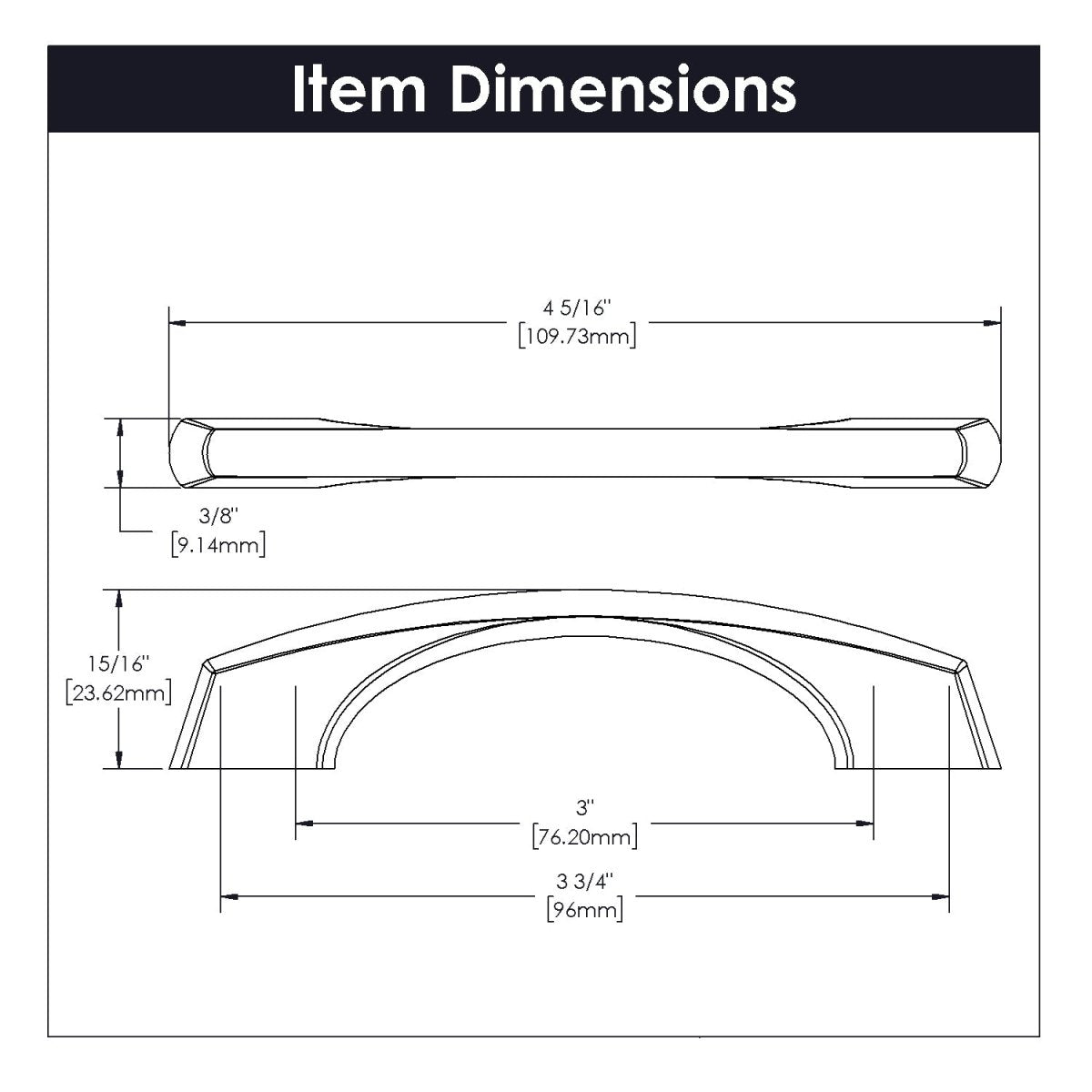 Cabinet Pull 3 Inch & 3 - 3/4 Inch (96mm) Center to Center - Greenwich Collection - BUILDMYPLACE