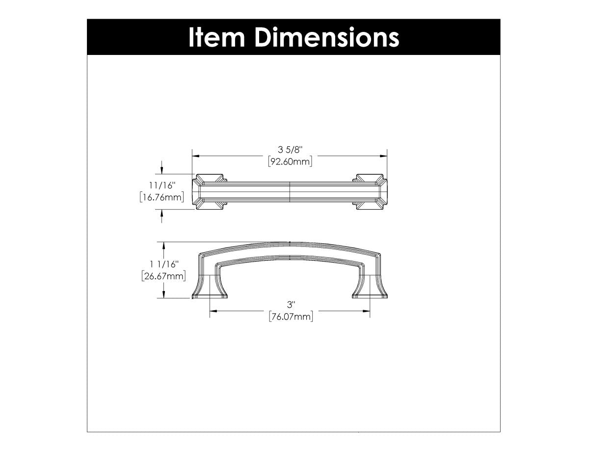 Cabinet Pull 3 Inch Center to Center - Bridges Collection - BUILDMYPLACE