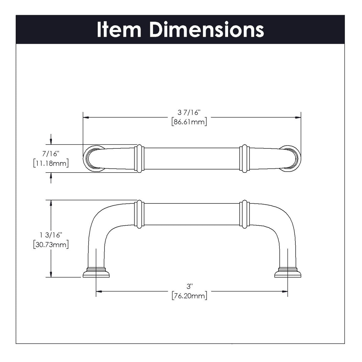 Cabinet Pull 3 Inch Center to Center - Cottage Collection - BUILDMYPLACE