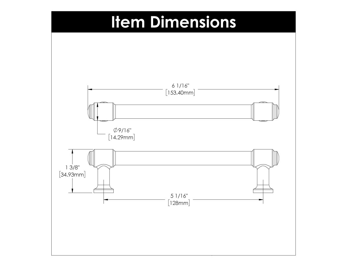 Cabinet Pull 5 - 1/16 Inch (128mm) Center to Center - Hickory Hardware - BUILDMYPLACE