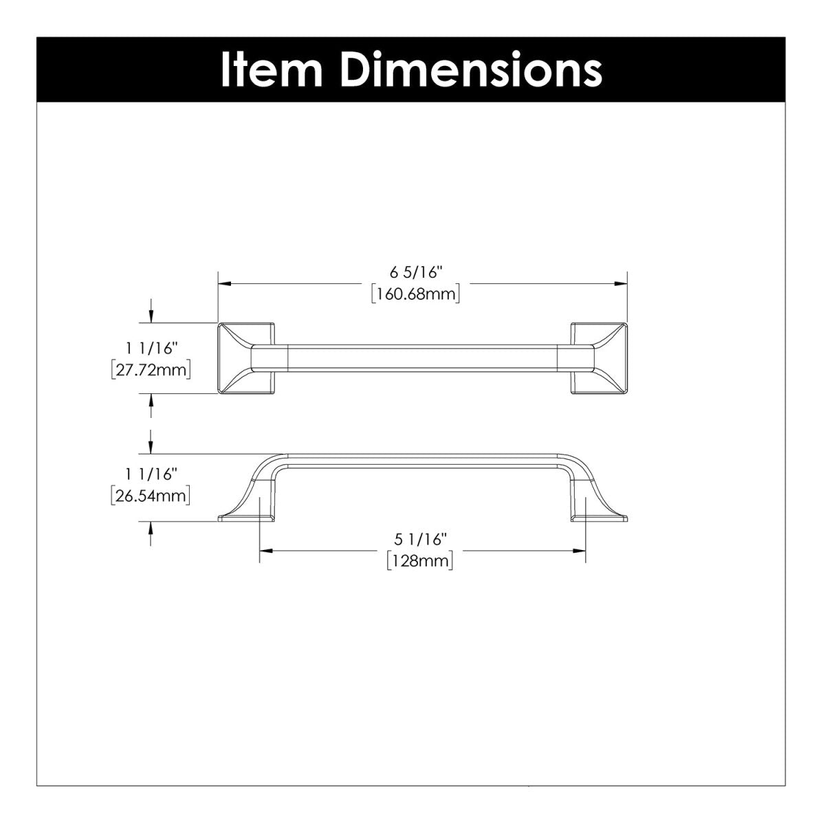 Cabinet Pull 5 - 1/16 Inch (128mm) Center to Center - Hickory Hardware - BUILDMYPLACE