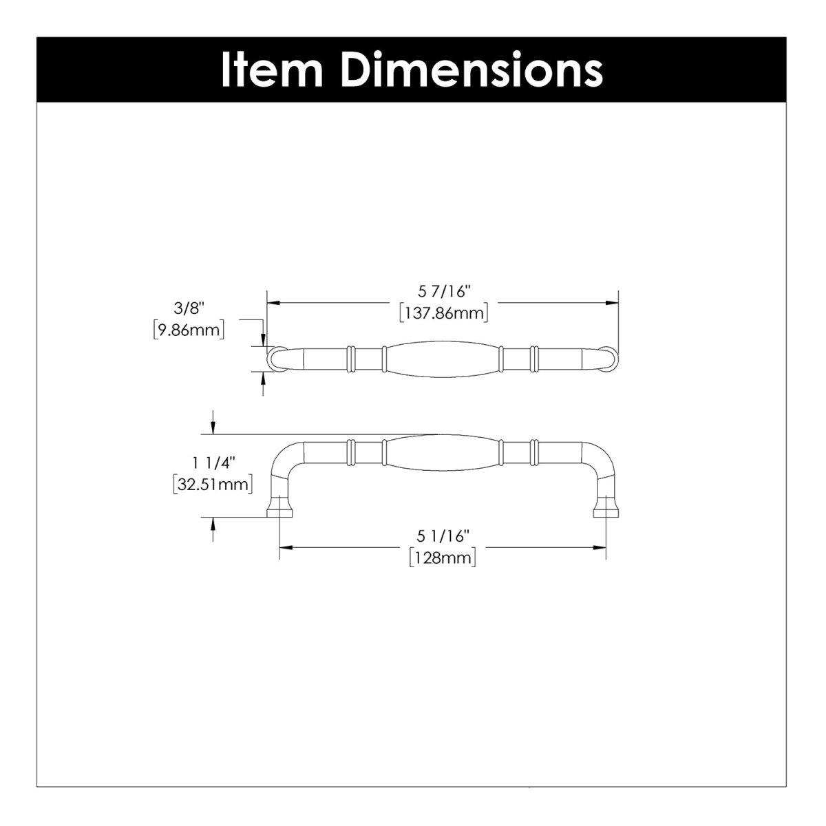 Cabinet Pull 5 - 1/16 Inch (128mm) Center to Center - Williamsburg Collection - BUILDMYPLACE