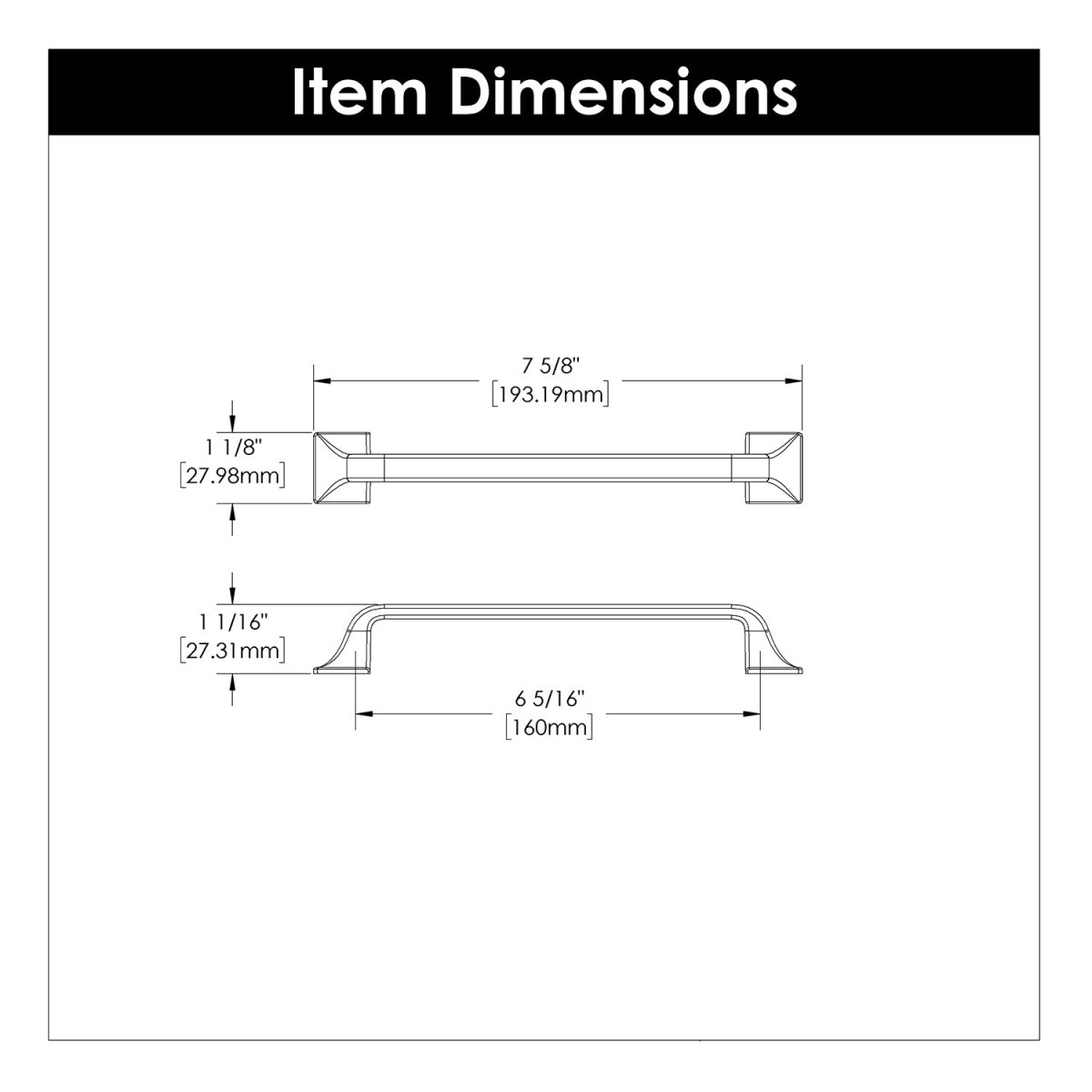 Cabinet Pull 6 - 5/16 Inch (160mm) Center to Center - Hickory Hardware - BUILDMYPLACE