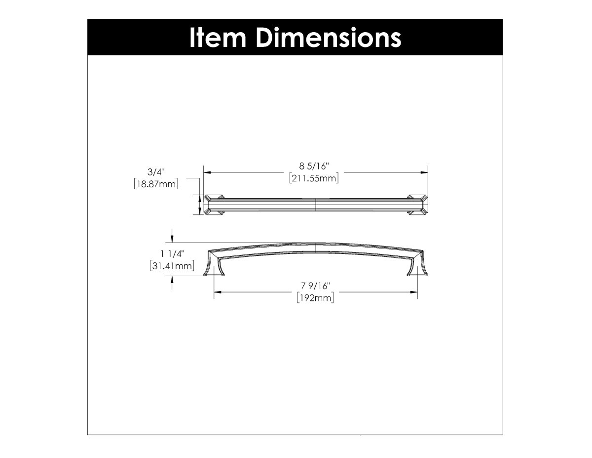 Cabinet Pull 7 - 9/16 Inch (192mm) Center to Center - Bridges Collection - BUILDMYPLACE