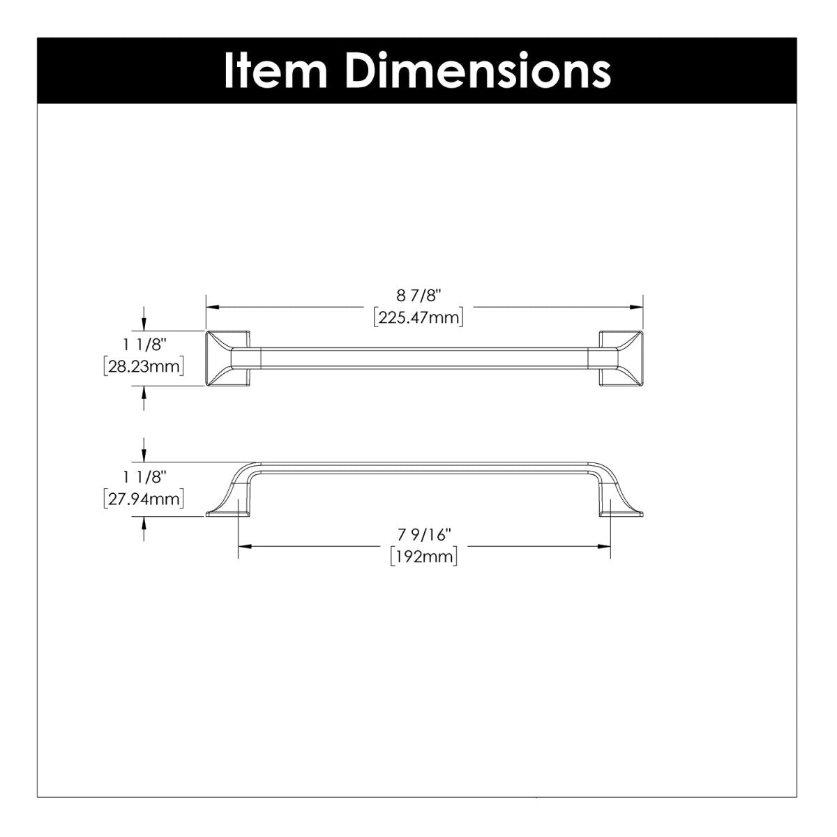 Cabinet Pull 7 - 9/16 Inch (192mm) Center to Center - Hickory Hardware - BUILDMYPLACE