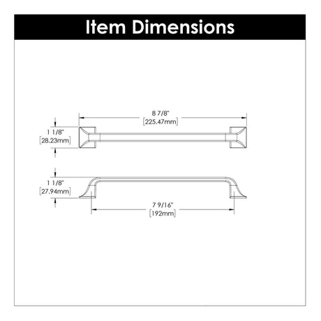 Cabinet Pull 7 - 9/16 Inch (192mm) Center to Center - Hickory Hardware - BUILDMYPLACE