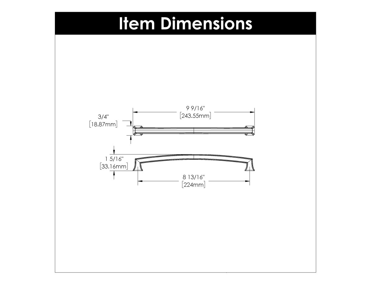 Cabinet Pull 8 - 13/16 Inch (224mm) Center to Center - Bridges Collection - BUILDMYPLACE