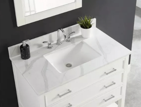 Calacatta Quartz White Bathroom Vanity Sink Top - BUILDMYPLACE