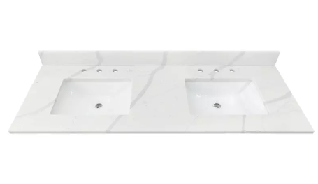 Calacatta Quartz White Bathroom Vanity Sink Top - BUILDMYPLACE