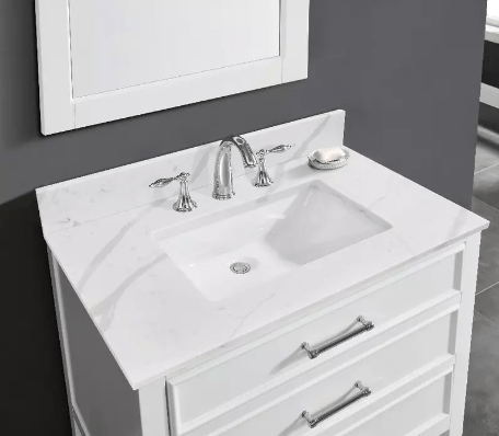 Calacatta Quartz White Bathroom Vanity Sink Top - BUILDMYPLACE