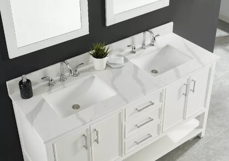 Calacatta Quartz White Bathroom Vanity Sink Top - BUILDMYPLACE