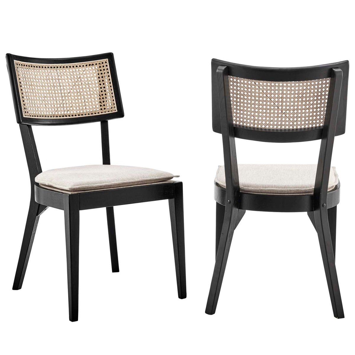 Caledonia Fabric Upholstered Wood Dining Chair Set of 2 - BUILDMYPLACE