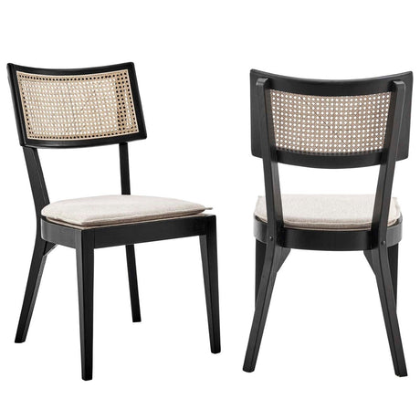 Caledonia Fabric Upholstered Wood Dining Chair Set of 2 - BUILDMYPLACE